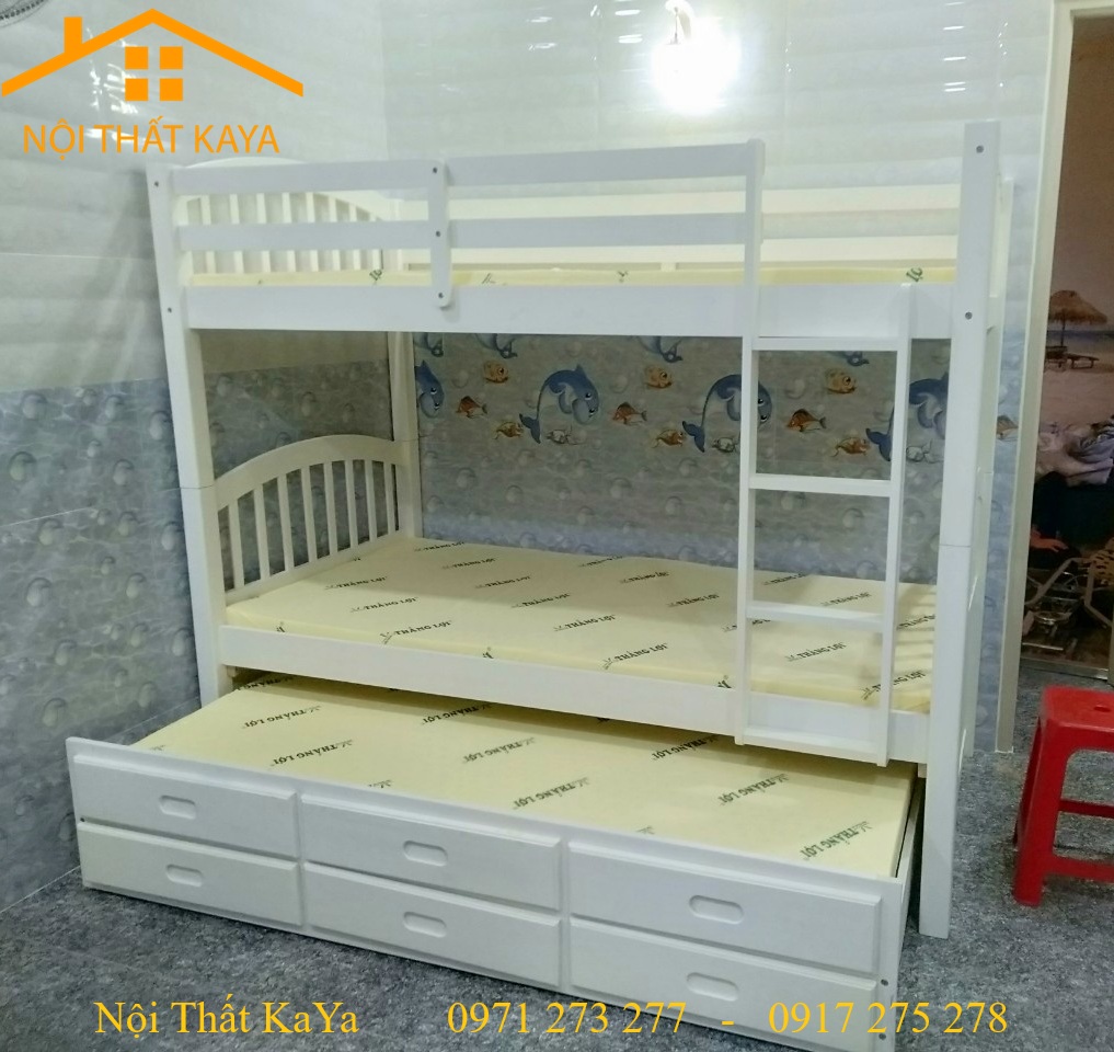 Giường 3 Tầng Xuất Khẩu GT379 (1m-1m-1m) - Nâu