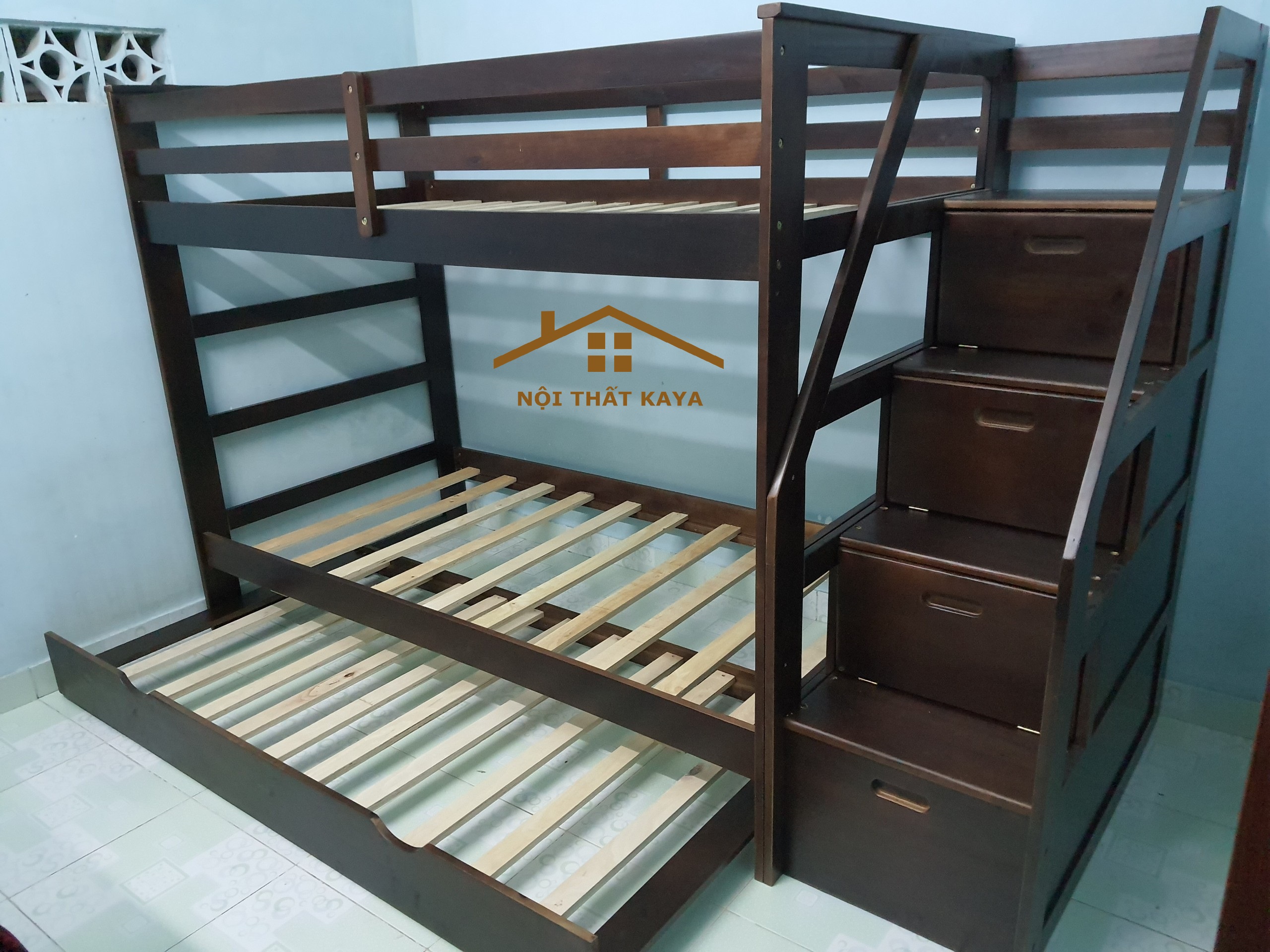 Giường 3 Tầng Xuất Khẩu GT365 (1m-1m-1m) - Trắng