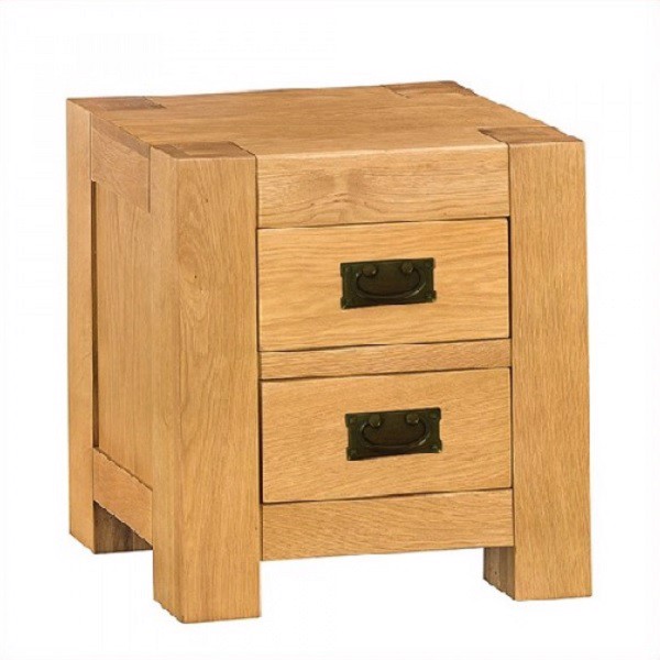 Tủ đầu giường 2 Ngăn Kéo ChunKy Oak - Metal