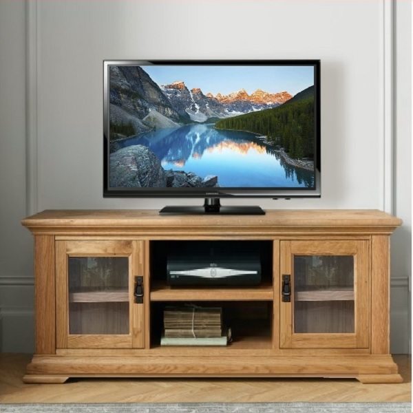 TV 150cm - Kệ Ti Vi , CD + 2 Cánh Kính French Oak