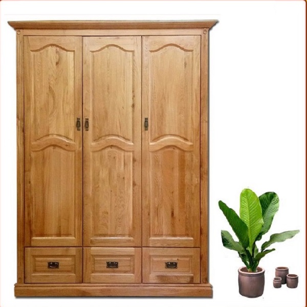 Tủ Áo 3 Cánh 3 Hộc Panel Oak - 1m4