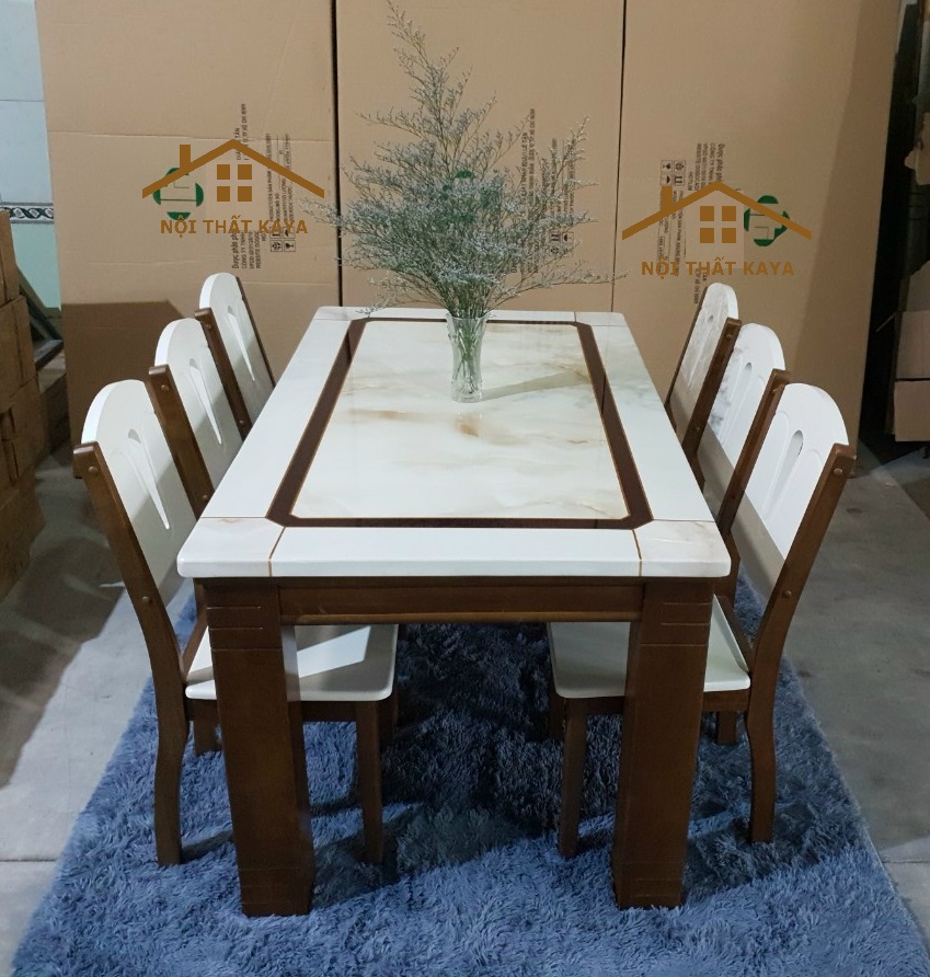 Bàn Ăn Mặt Đá 6 Ghế Nhập Khẩu BAK - 211
