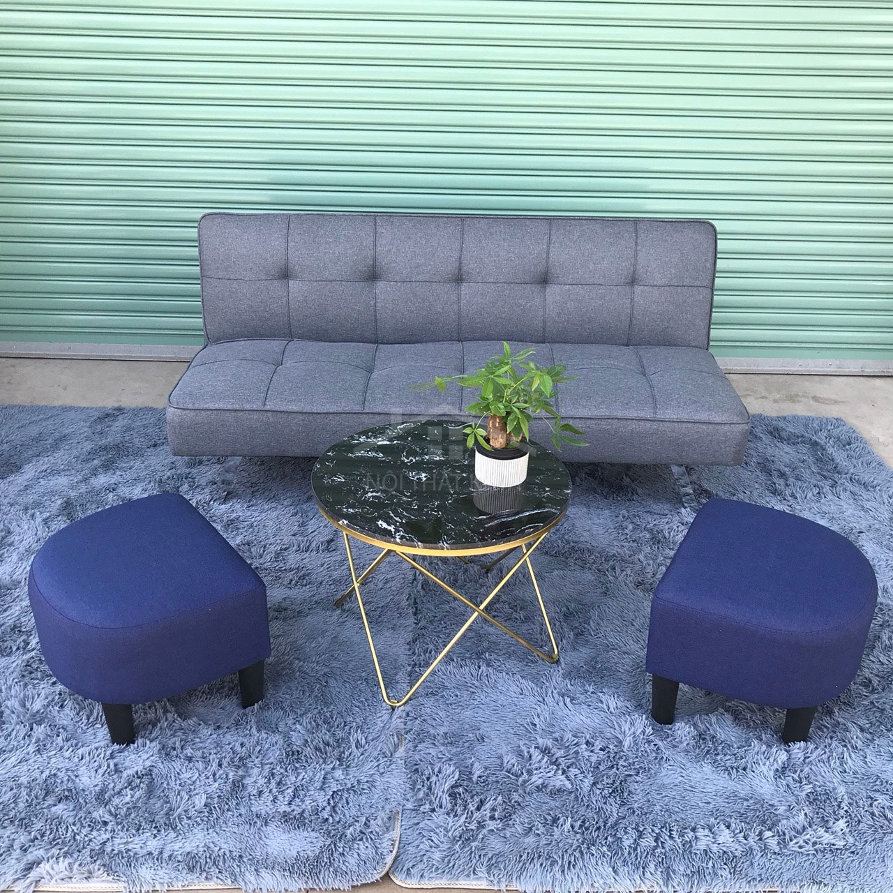 Sofa bed không tay kích thước 170×90 SFB04 màu xanh