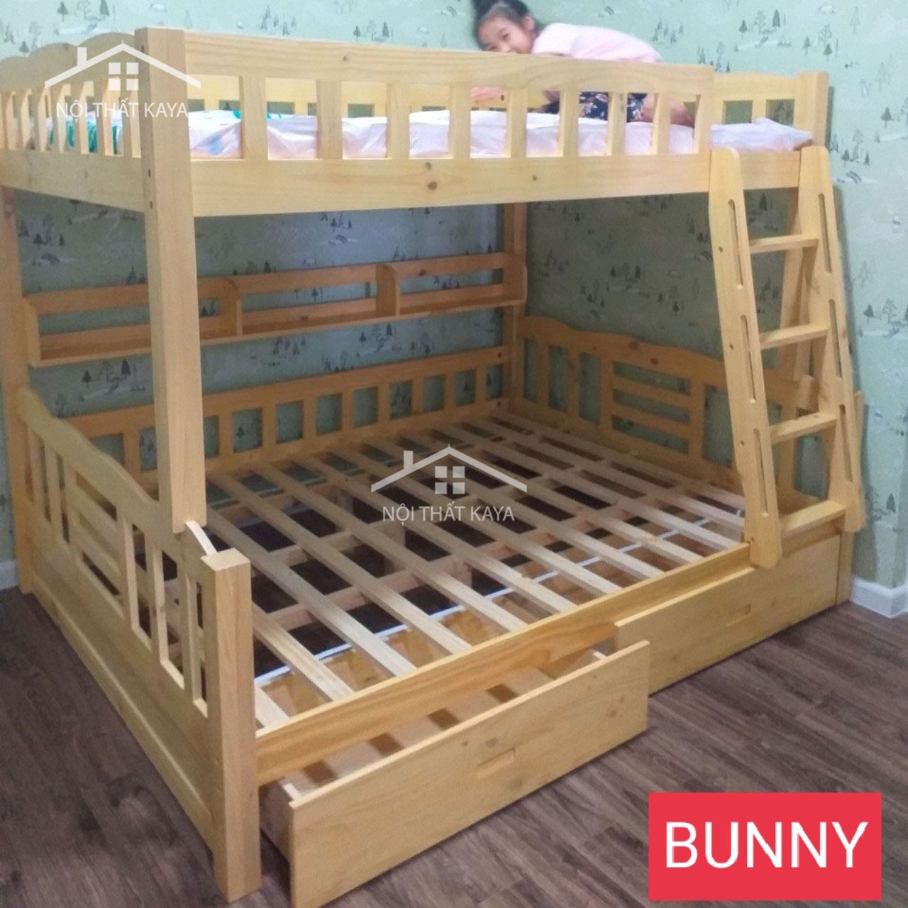 (Ord) Bunny - Giường 2 tầng + 2 Hộc Kéo 1m/1m2