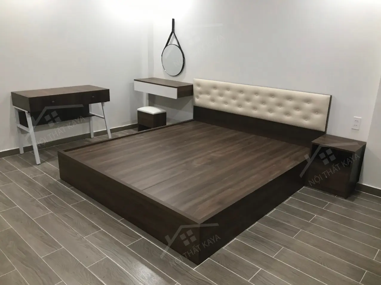 Bộ nội thất phòng ngủ HDF PN007 (Giường - Bàn làm việc - Tủ đầu giường - Bàn trang điểm)