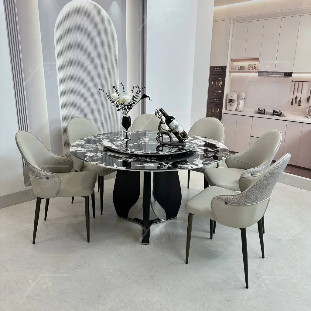 Bộ Bàn Ghế Nhập Khẩu Rex - 6 Ghế - K77 (tròn)