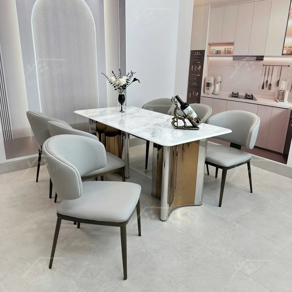 Bộ Bàn Ghế Nhập Khẩu Roal - 6 Ghế - K22 (mạ Vàng Hồng)