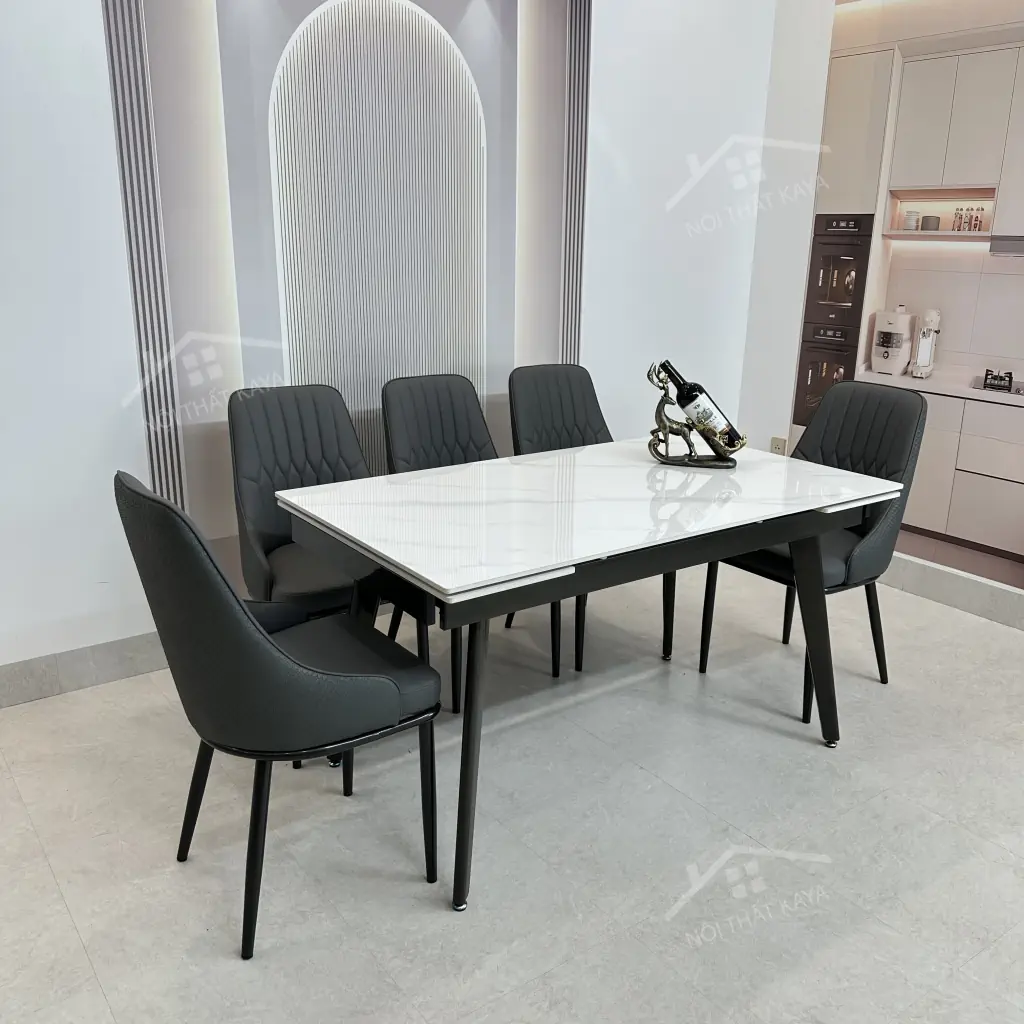 Bộ Bàn Ăn Mặt Đá Thông Minh Mở Rộng K57 – 6 Ghế Monet Vip (3)