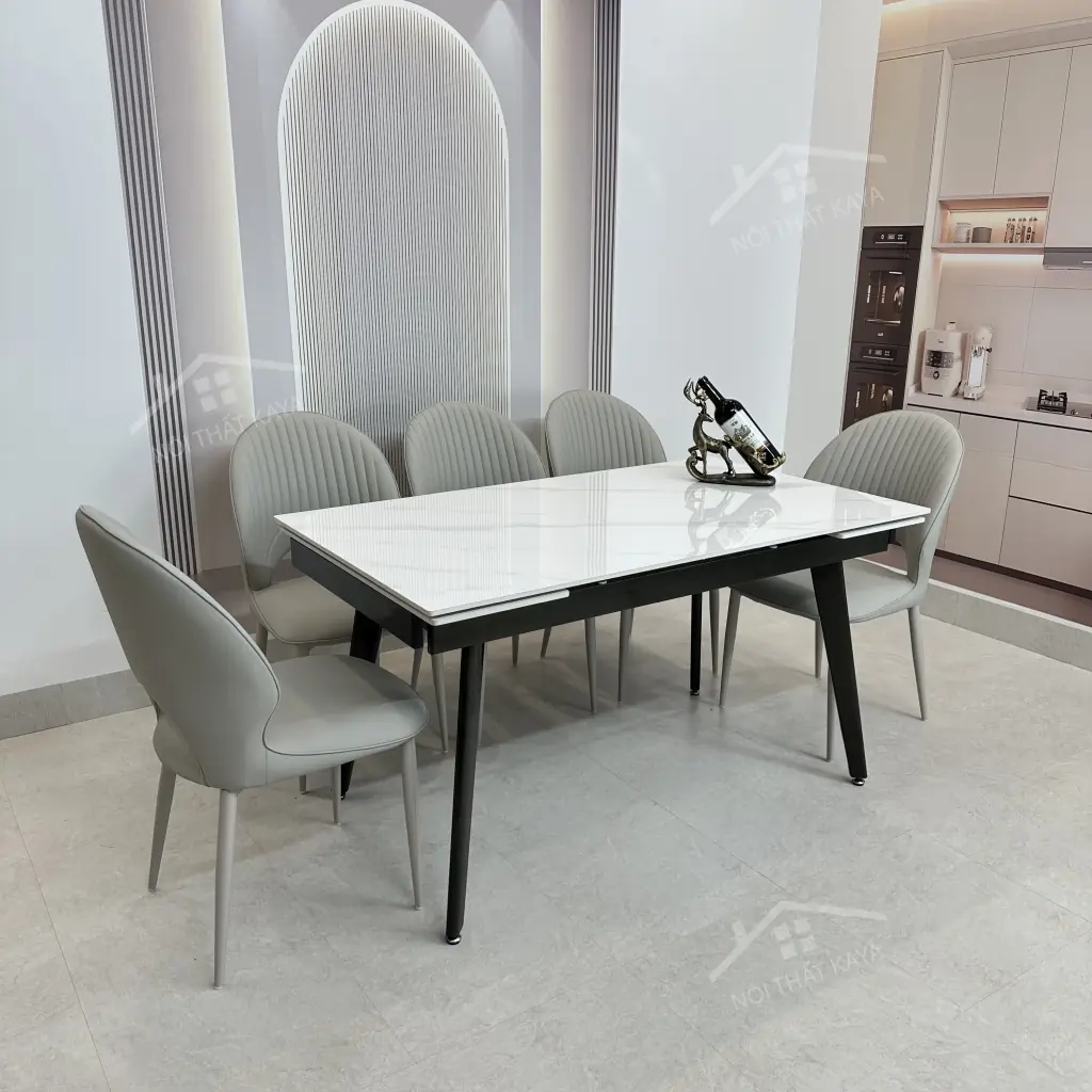 Bộ Bàn Ăn Mặt Đá Thông Minh Mở Rộng K57 – 6 Ghế Phoenic (4)