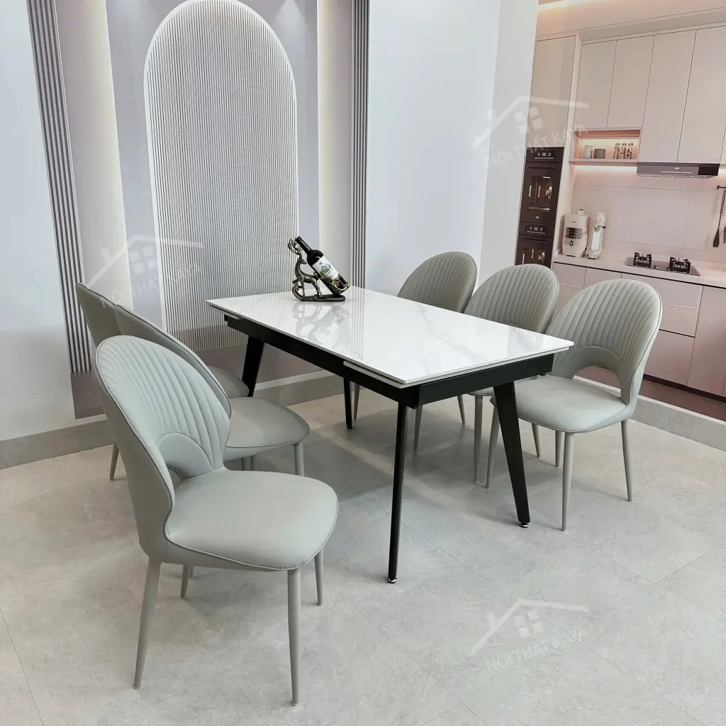 Bộ Bàn Ăn Mặt Đá Thông Minh Mở Rộng K57 – 6 Ghế Phoenic (5)