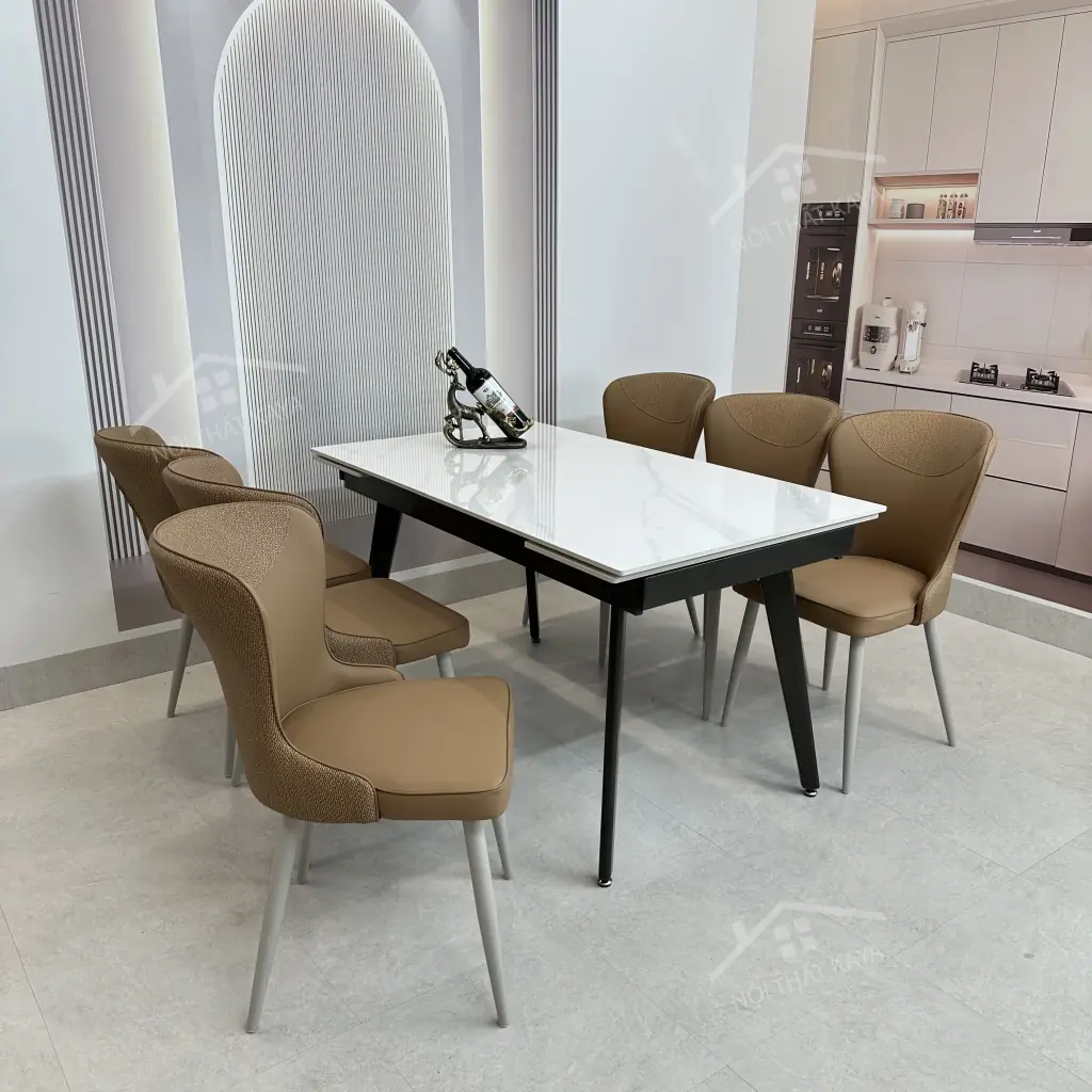 Bộ Bàn Ăn Mặt Đá Thông Minh Mở Rộng K57 – 6 Ghế Xavia (2)